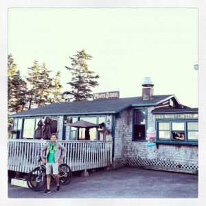 Earlier in the evening, Mark poses in front of the  'Ole Miners Diner
